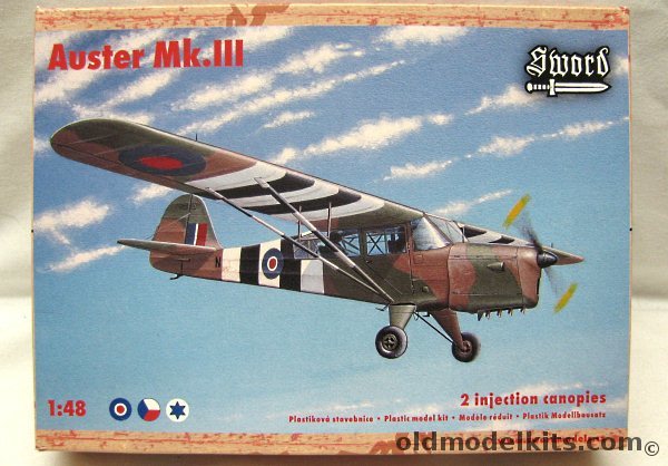 Sword 1/48 Taylorcraft Auster Mk.III - 16th or 17th AOP Flights Pacific Area 1944-45 / Picauville Normandie August 1944 / 663 Sq Imola Airfield Italhy May 1945 / 312 Sq (Czech) RAF Prague Summer 1945 / Israeli Tel Aviv Sq Chel Ha' Avir May/June 1948, SW48002SE plastic model kit